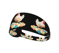 BROLEO Old Hen and her Colorful Eggs - Fascia sportiva da donna, a prova di sudore, fascia elastica estiva