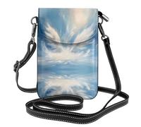 BROLEO Ombra leggera bianca del paesaggio che stampa la piccola borsa di cuoio del telefono di vibrazione di vibrazione delle piccole donne, impermeabile e durevole