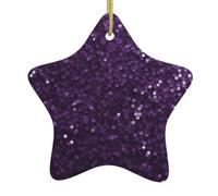 BROLEO Ornamento con ciondolo a forma di stella in ceramica con glitter viola scintillante, facile da appendere, molto adatto per decorare alberi di Natale
