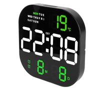 BROLEO Orologio da parete elettronico, funzione di allarme USB multifunzione 5 V, grande schermo digitale, telecomando per soggiorno (luce verde bicolore)