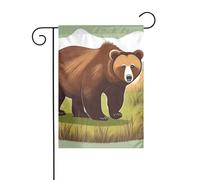 BROLEO Orso bruno che cammina stampa asta bandiera giardino decorazione cortile esterno moda 30,5 x 45,7 cm