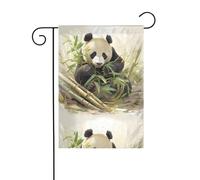 BROLEO Panda scavo germogli di bambù stampa asta bandiera giardino decorazione cortile esterno double face 30,5 x 45,7 cm