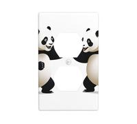 BROLEO Pandas Fighting in The Ring stampa doppia presa pannello a parete piastra di copertura per presa elettrica è resistente agli urti e durevole 11,4 x 7 cm