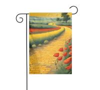 BROLEO Papaveri Campo Giallo Mattoni Strada Stampa Giardino pennone esterno cortile decorazione moda 30,5 x 45,7 cm