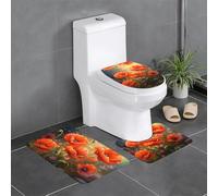 BROLEO Papaveri in Bloom stampa antiscivolo tappetino tre pezzi set bagno tappeto antiscivolo durevole