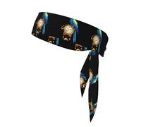 BROLEO Pappagallo seduto su un vecchio orologio a pendolo con stampa di foulard sportivo, assorbe il sudore e traspirante, fascia per la testa, fazzoletto su entrambi i lati