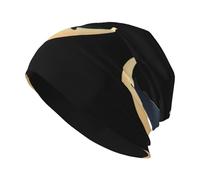 BROLEO Penguins on The Crescent Moon Prints Cappello lavorato a maglia per adulti, berretto casual a forma di fagiolo, cappello elastico senza orlo, unisex nero