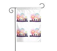 BROLEO Persone che si godono sotto i fuochi d'artificio stampa quattro stagioni bandiera giardino decorazione cortile 30,5 x 45,7 cm