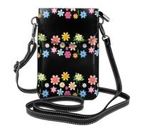 BROLEO Petali di vari fiori che stampano la borsa del telefono di vibrazione della borsa della tracolla delle piccole donne di pelle, impermeabile e durevole