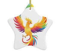 BROLEO Phoenix Under The Rainbow Pattern Christmas Ceramic Star Pendant Ornament Facile da appendere, molto adatto per decorare alberi di Natale