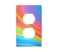 BROLEO Piastra di copertura per presa elettrica a doppia presa con stampa a righe arcobaleno è resistente agli urti e durevole, 11,4 x 7 cm