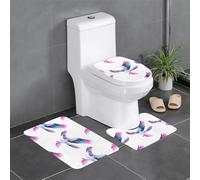 BROLEO Piccione con piume colorate stampa antiscivolo tappetino tre pezzi set bagno tappeto antiscivolo durevole