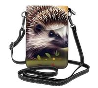 BROLEO Piccola borsa per cellulare 19,3 x 12,4 cm, con stampa di riccio adorabile per gli amanti della natura, in pelle, a tracolla, custodia per telefono da donna, perfetta per passeggiate, campeggio