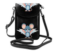 BROLEO Piccola borsa per cellulare 19,3 x 12,4 cm, con stampa di topolino con ali, in pelle, a tracolla, custodia per telefono da donna, perfetta per passeggiate, campeggio
