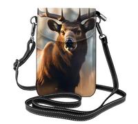 BROLEO Piccola borsa per telefono cellulare 19,3 x 12,4 cm, caccia fauna selvatica, cervo, orso, alce, stampa in pelle a tracolla, custodia per telefono da donna, perfetta per passeggiate, campeggio