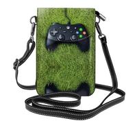 BROLEO Piccola borsa per telefono cellulare 19,3 x 12,4 cm, con gamepad in erba stampata, custodia per telefono a tracolla in pelle per donne, perfetta per passeggiate, campeggio