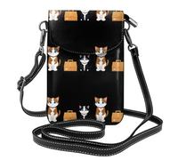 BROLEO Piccola borsa per telefono cellulare 19,3 x 12,4 cm, con gattino che custodisce il corriere, in pelle, con patta a tracolla, perfetta per passeggiate, campeggio