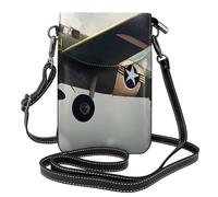 BROLEO Piccola borsa per telefono cellulare 19,3 x 12,4 cm con stampa di aeroplani della seconda guerra mondiale in pelle con stampa di aeroplano custodia a tracolla per donne, perfetta per
