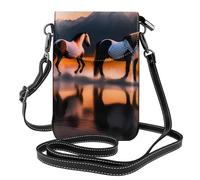 BROLEO Piccola borsa per telefono cellulare 19,3 x 12,4 cm con stampa di cavalli sul lago con stampa di cavalli di lago, custodia per telefono da donna, perfetta per passeggiate, campeggio