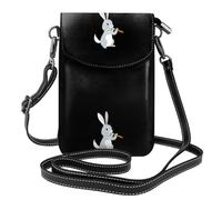 BROLEO Piccola borsa per telefono cellulare 19,3 x 12,4 cm, coniglietto grigio che suona il flauto, stampa in pelle a tracolla custodia per telefono da donna, perfetta per passeggiate, campeggio