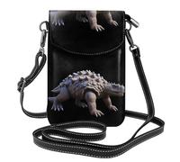 BROLEO Piccola borsa per telefono cellulare 19,3 x 12,4 cm, enormi stampe anchilosauri, custodia per telefono in pelle per donne, perfetta per passeggiate, campeggio