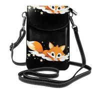 BROLEO Piccola borsa per telefono cellulare 19,3 x 12,4 cm Little Fox Flying In The Starry Sky Stampe Pelle Crossbody Flap Custodia per telefono per le donne, perfetta per passeggiate, campeggio