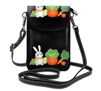 BROLEO Piccola borsa per telefono cellulare 19,3 x 12,4 cm Little Grey Rabbit Verdura stampe in pelle a tracolla con patta custodia per telefono per donne, perfetta per passeggiate, campeggio