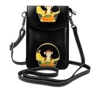 BROLEO Piccola borsa per telefono cellulare 19,3 x 12,4 cm, piccola scimmia nel cestino della spesa, stampa in pelle a tracolla custodia per telefono per donne, perfetta per passeggiate, campeggio