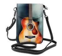 BROLEO Piccola borsa per telefono cellulare 19,3 x 12,4 cm stampa acquerello chitarra acustica custodia in pelle a tracolla per donne, perfetta per passeggiate, campeggio