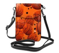 BROLEO Piccola borsa per telefono cellulare 19,3 x 12,4 cm, stampa basket, in pelle, a tracolla, custodia per telefono da donna, perfetta per passeggiate, campeggio