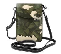 BROLEO Piccola borsa per telefono cellulare 19,3 x 12,4 cm, stampa mimetica militare, in pelle, a tracolla, custodia per telefono da donna, perfetta per passeggiate, campeggio