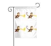 BROLEO Piccola scimmia che soffia tromba stampa asta bandiera giardino decorazione cortile esterno moda 30,5 x 45,7 cm