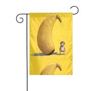 BROLEO Piccola scimmia su una grande banana stampa asta bandiera giardino decorazione cortile esterno double face 30,5 x 45,7 cm