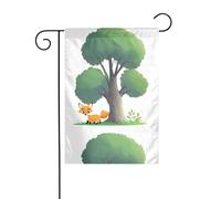 BROLEO Piccola volpe dietro l'albero stampa asta da giardino decorazione cortile esterno double face 30,5 x 45,7 cm