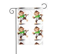 BROLEO Piccole scimmie che giocano a calcio stampa asta bandiera giardino decorazione cortile esterno moda 30,5 x 45,7 cm
