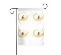 BROLEO Piccole scimmie che raccolgono stelle stampa asta bandiera giardino decorazione cortile esterno moda 30,5 x 45,7 cm