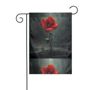 BROLEO Piccoli fiori rossi sotto la pioggia stampa quattro stagioni bandiera giardino decorazione cortile 30,5 x 45,7 cm