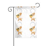 BROLEO Piccolo leone studiando una lente d'ingrandimento Stampa Giardino pennone esterno cortile decorazione moda 12x18 pollici