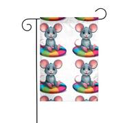 BROLEO Piccolo mouse su cuscino colorato Stampa Asta bandiera giardino decorazione cortile esterno moda 30,5 x 45,7 cm