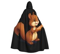 BROLEO Piccolo scoiattolo con una baguette Stampe Halloween Adulto Mantello con Cappuccio per feste in costume ed eventi a tema