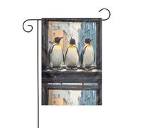 BROLEO Pinguini nella porta e finestra stampa asta da giardino decorazione cortile esterno double face 30,5 x 45,7 cm
