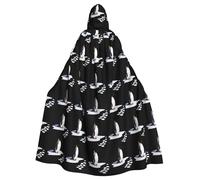 BROLEO Pinguino Impronte Sulla Neve Stampa Halloween Adulto Mantello Con Cappuccio Abbigliamento Uomo E Donna Mantello Gioco di Ruolo Nero