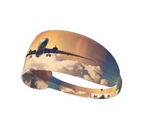 BROLEO Plane Under The Rainbow - Fascia sportiva da donna, a prova di sudore, fascia elastica estiva