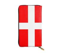 BROLEO Pochette lunga in pelle con bandiera danese della Danimarca, per ragazze e donne alla moda, durevole, elegante e funzionale, Nero , Taglia unica
