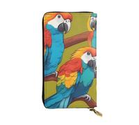 BROLEO Pochette lunga in pelle con due pappagalli colorati, per ragazze e donne alla moda, durevole, elegante e funzionale, Nero , Taglia unica