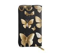 BROLEO Pochette lunga in pelle con farfalla bianca dorata per ragazze e donne alla moda, durevole, elegante e funzionale, Nero , Taglia unica