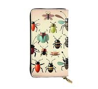 BROLEO Pochette lunga in pelle con immagine di piccoli insetti, per ragazze e donne alla moda, durevole, elegante e funzionale, Nero , Taglia unica