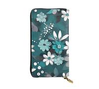 BROLEO Pochette lunga in pelle con stampa floreale grigio e bianco per ragazze e donne alla moda, durevole, elegante e funzionale, Nero , Taglia unica