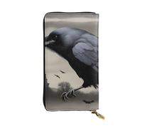 BROLEO Pochette lunga in pelle con stampa Night Crow per ragazze e donne alla moda, durevole, elegante e funzionale, Nero , Taglia unica