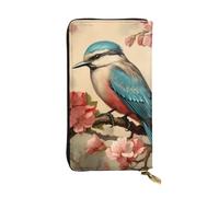 BROLEO Pochette lunga in pelle vintage con immagine di uccellini e fiori, per ragazze e donne alla moda, durevole, elegante e funzionale, Nero , Taglia unica